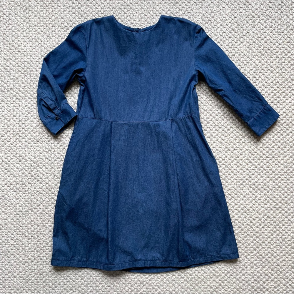 Muji Navy Blue Long Sleeve Denim Dress